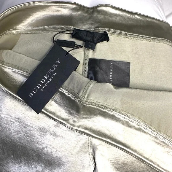 Burberry Gold Satin Women Skinny pant with zip ankle *RARE find* Prorsum NWT - Picture 3 of 6